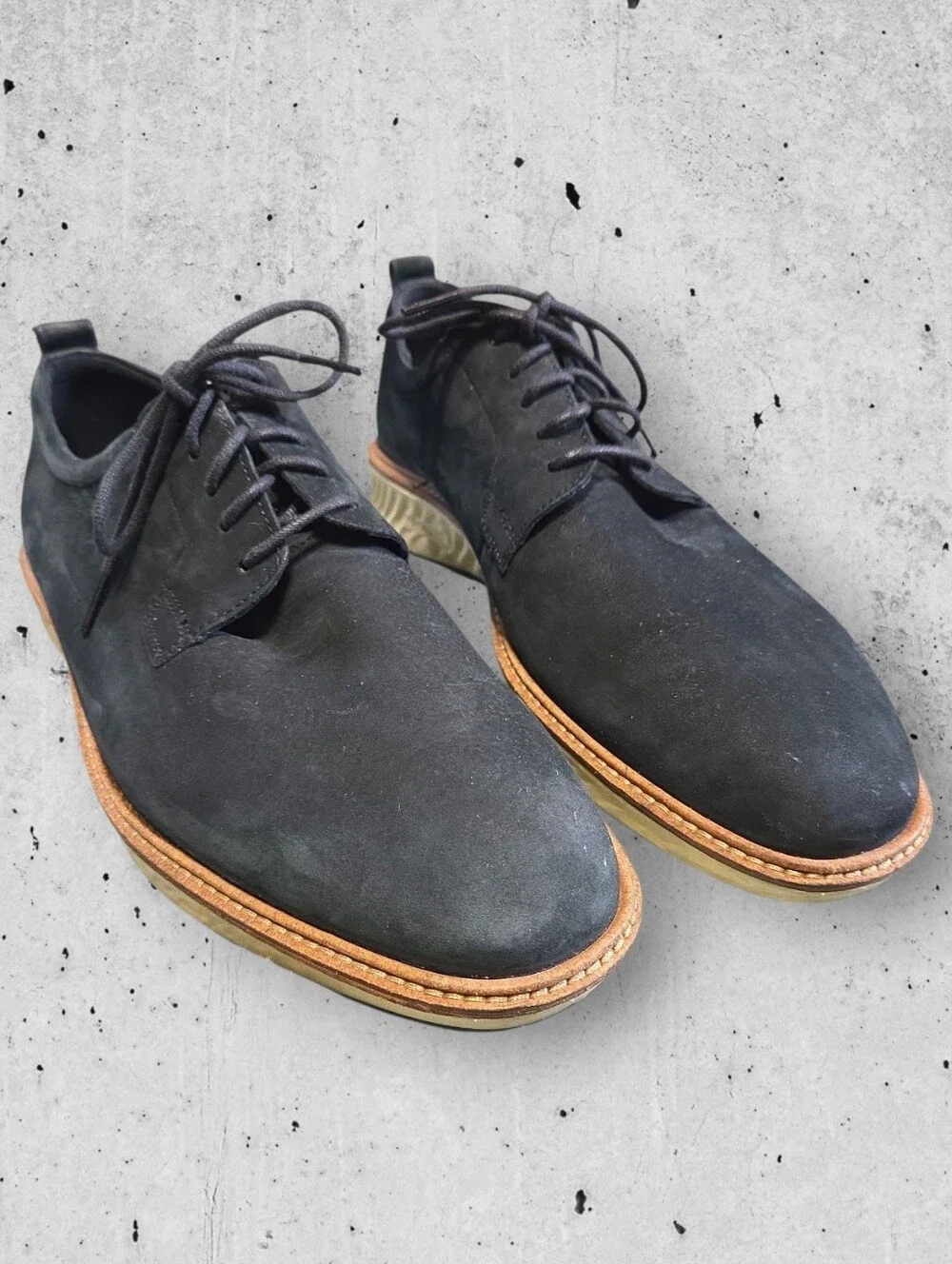 ECCO Men's St.1 Hybrid Plain Toe Suede Derby Shoes Black Size 11 US Work Formal